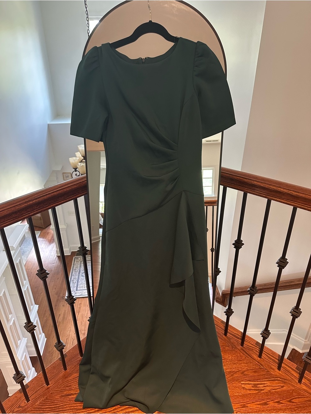 Xscape Dark Green Maxi Dress with Draped Front